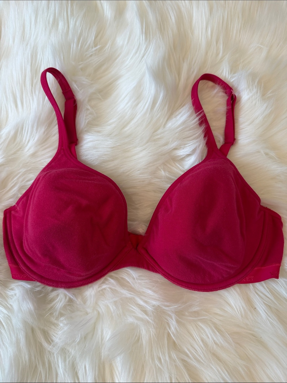 Victoria’s Secret Dark Pink Cotton Vintage T-Shirt Bra Lightly Lined Plunge 36D